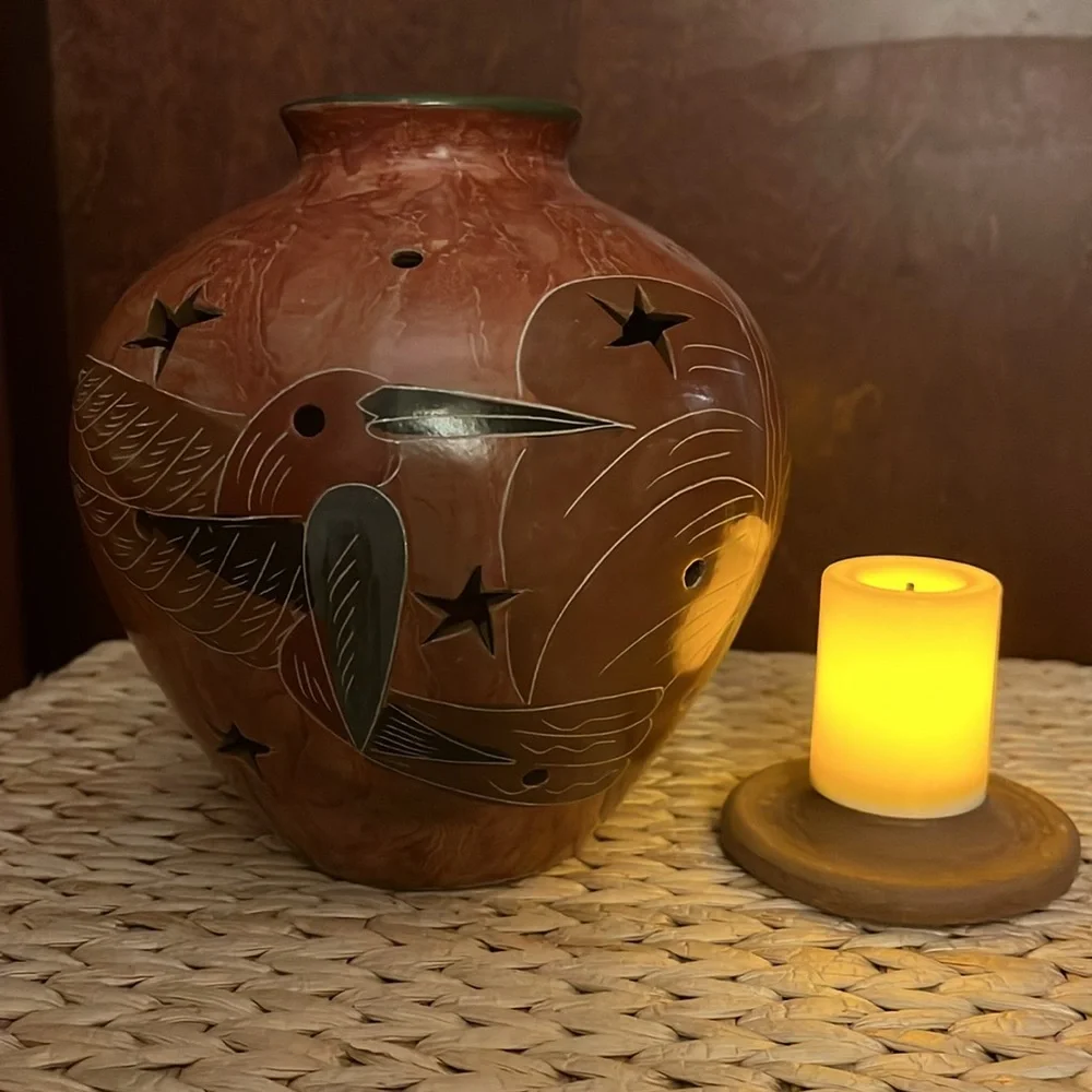 Handcrafted hummingbird Ceramic Lantern